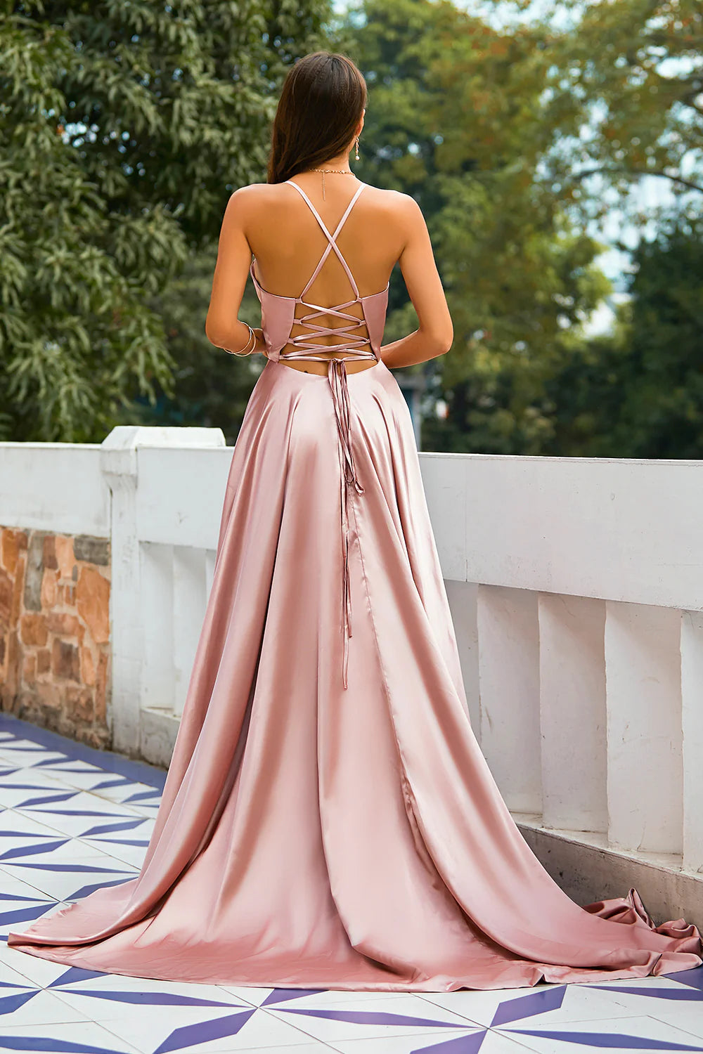 OKBBN Elegant Mermaid Satin Long Evening Dress
