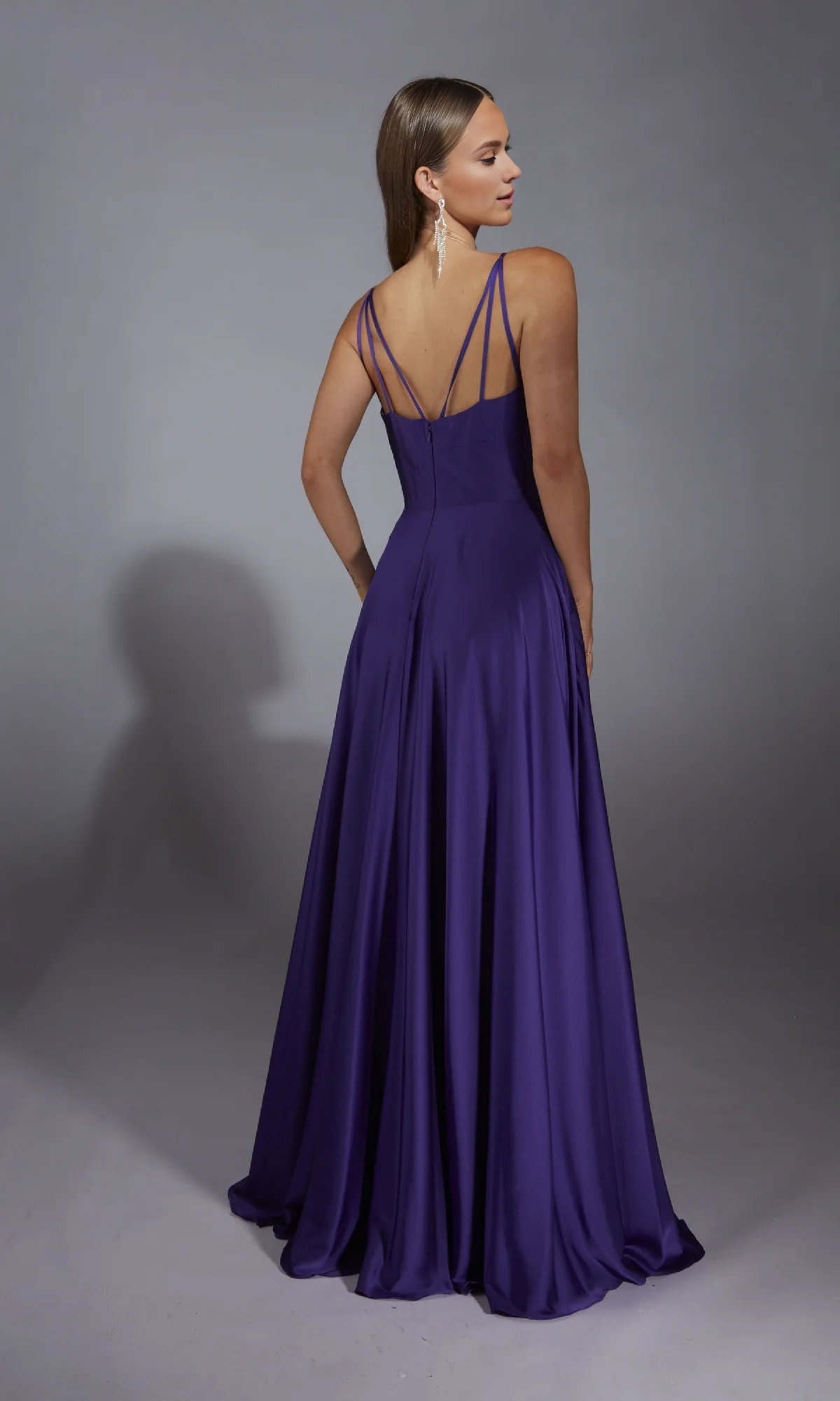 OKBBN Classic Long A-line V-neck Ball Dress