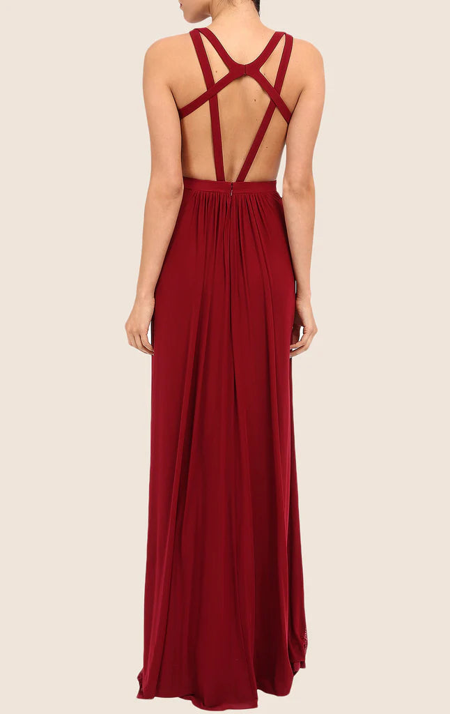 OKBBN backless chiffon long ball gown