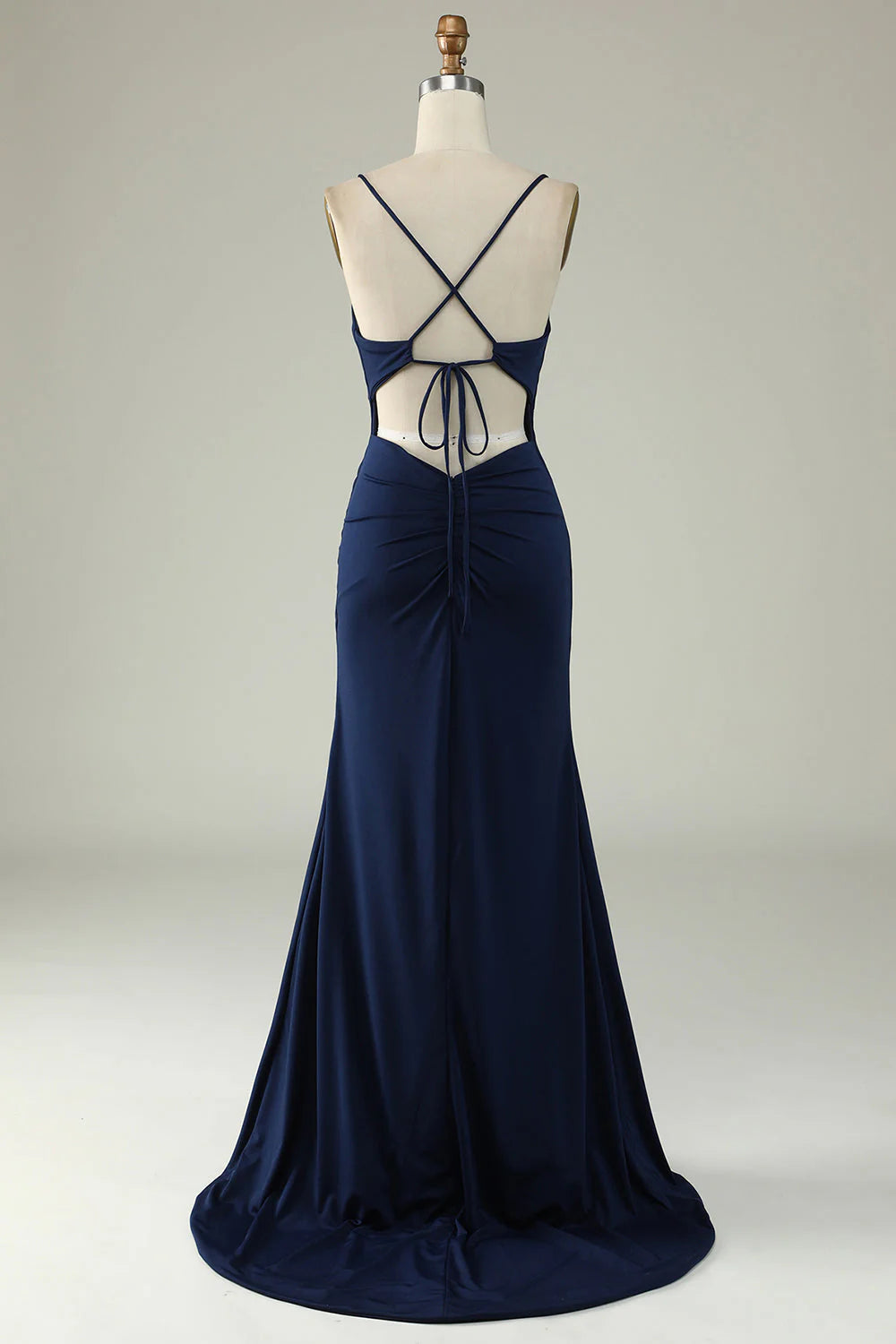 OKBBN mermaid slim shoulder strap long front slit evening gown