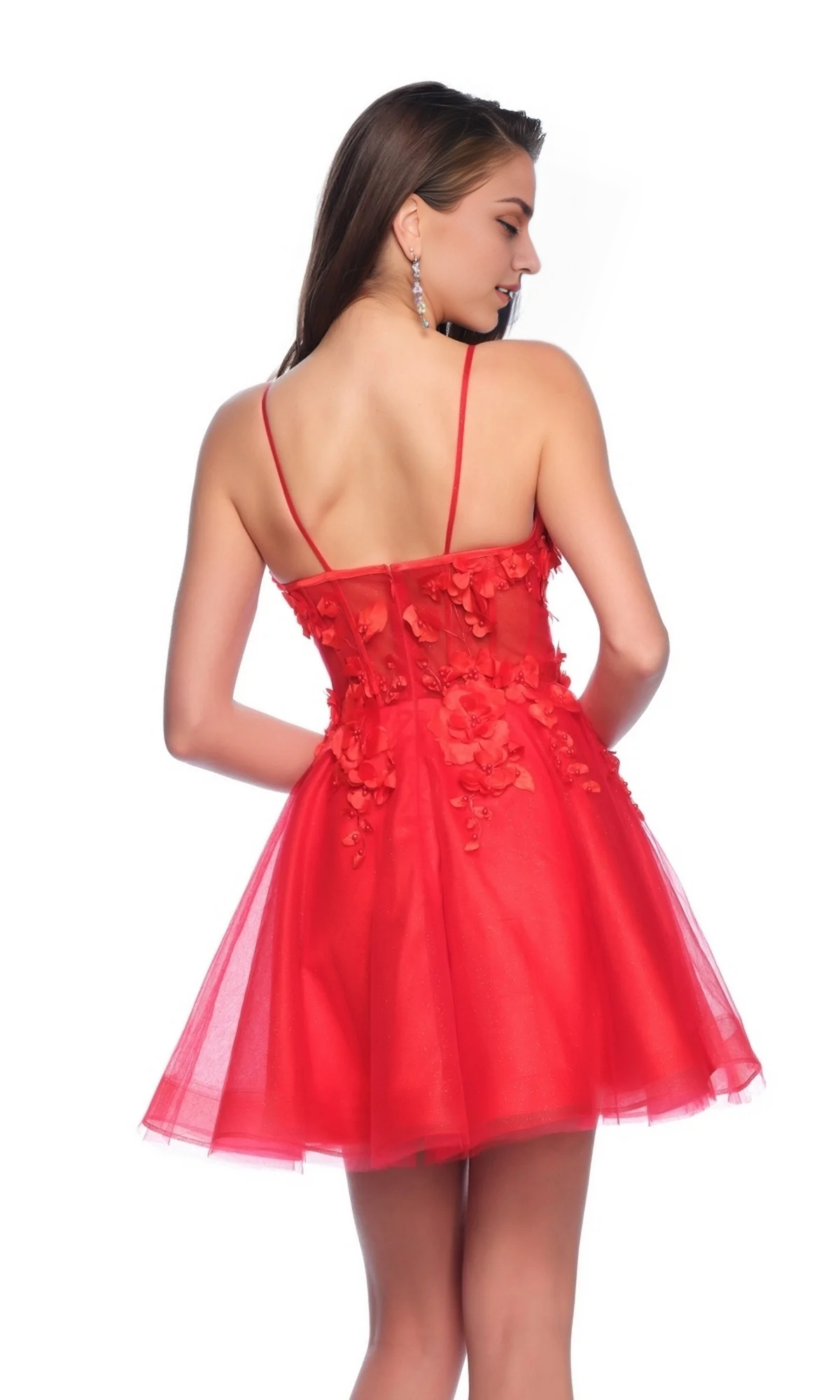 OKBBN A-line short see through tight corset sheer back to school dress