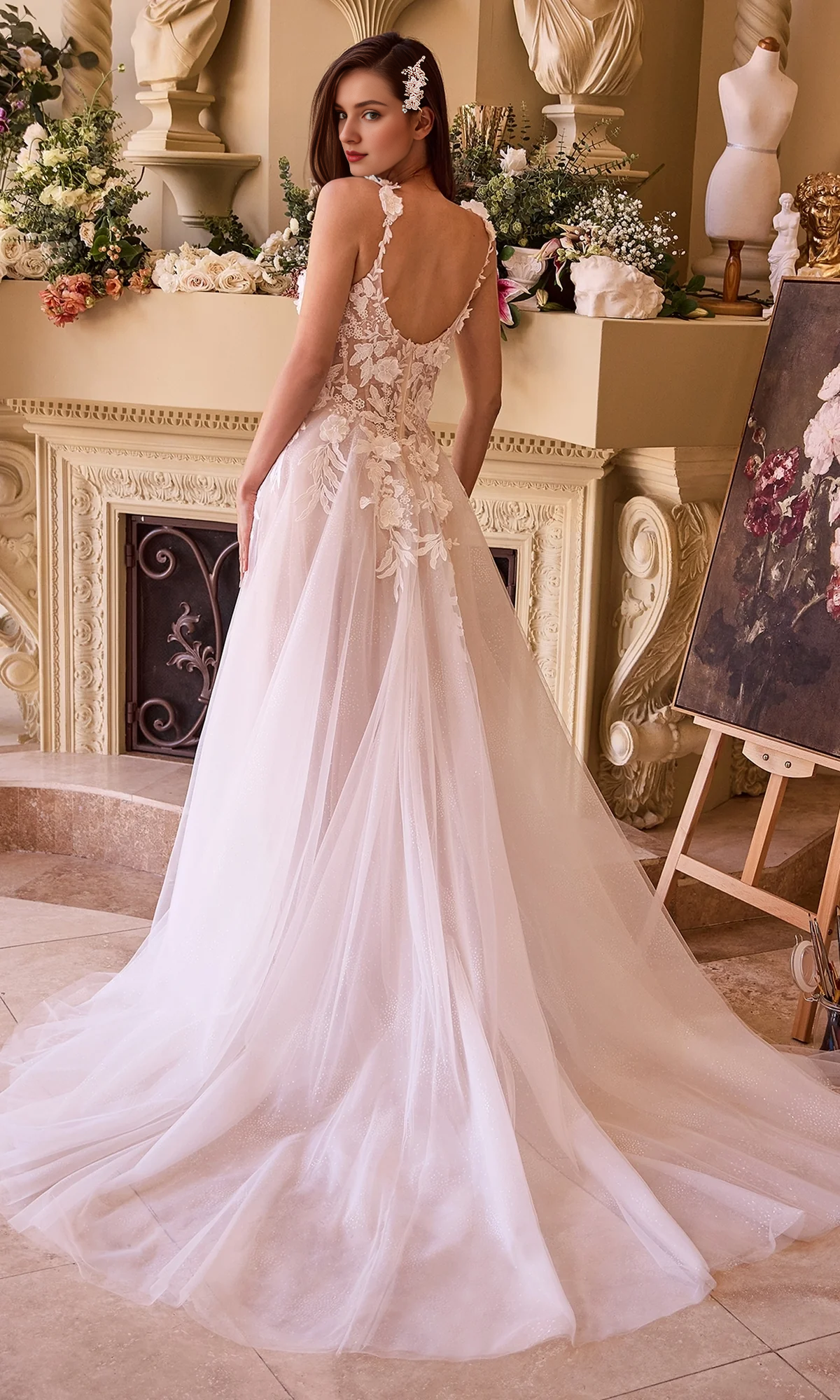 OKBBN lace decal A-line heart-shaped neckline ballroom dress