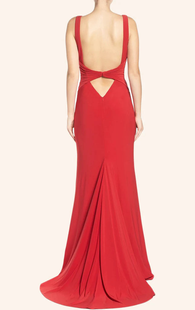 OKBBN V-neck Knitted Long Formal Ball Dress
