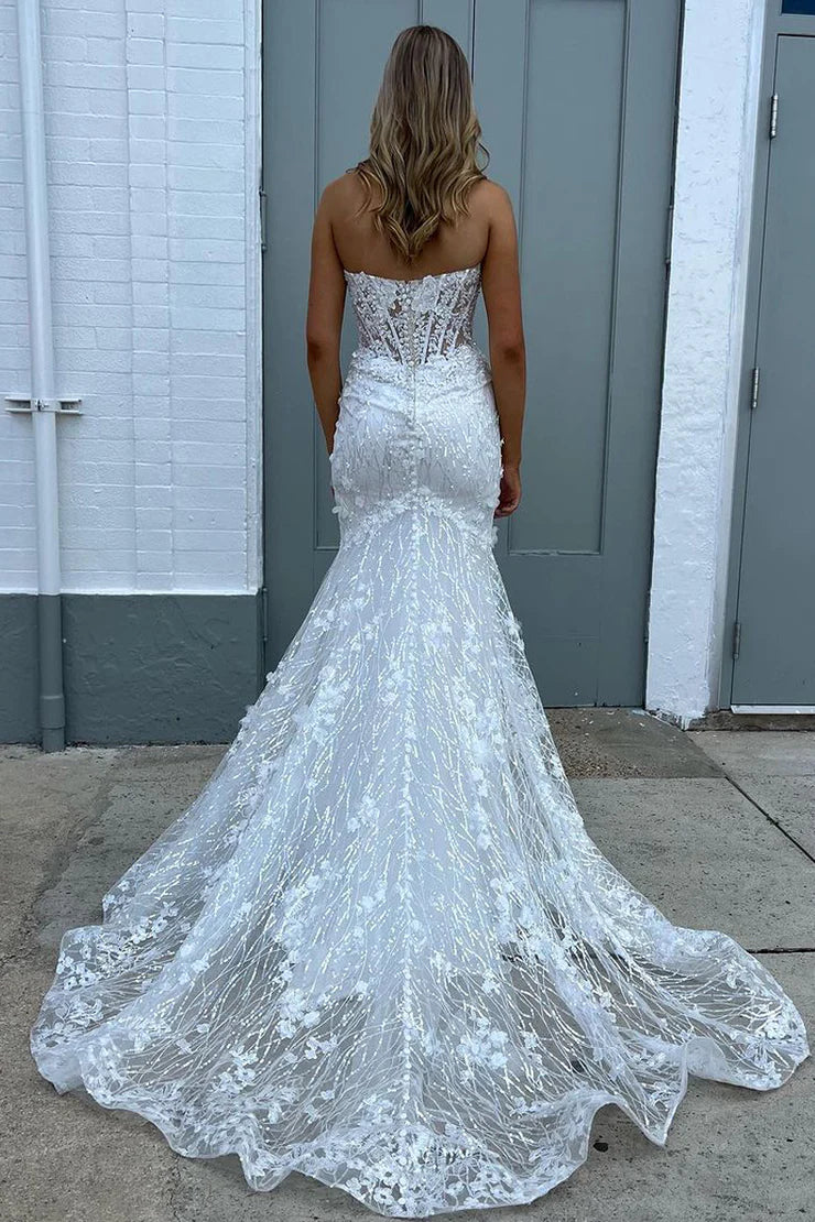 OKBBN Charming Sparkling Mermaid Sweetheart Sparkle Long Ball Dress