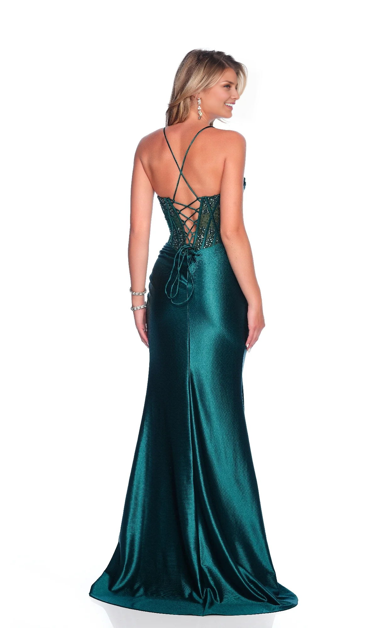OKBBN Transparent Tight corset Shiny Wrap with Split Ball Dress