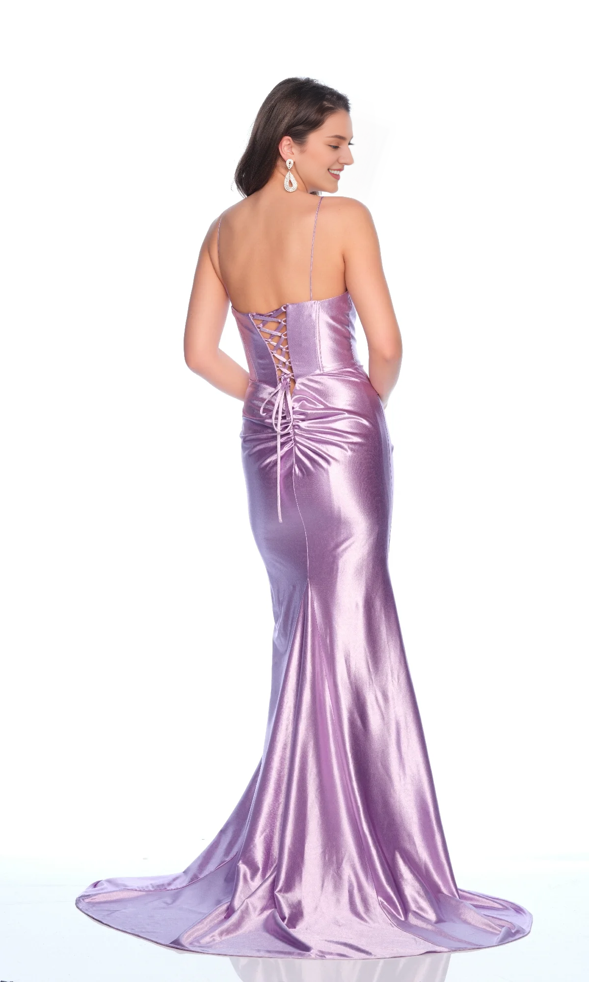 OKBBN tight corset with thin shoulder straps and pleated ball gown