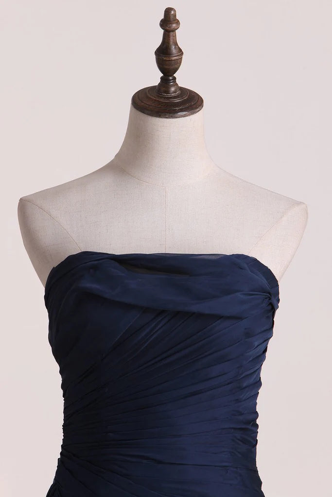 OKBBN A-line elegant chiffon ruffle side length evening gown