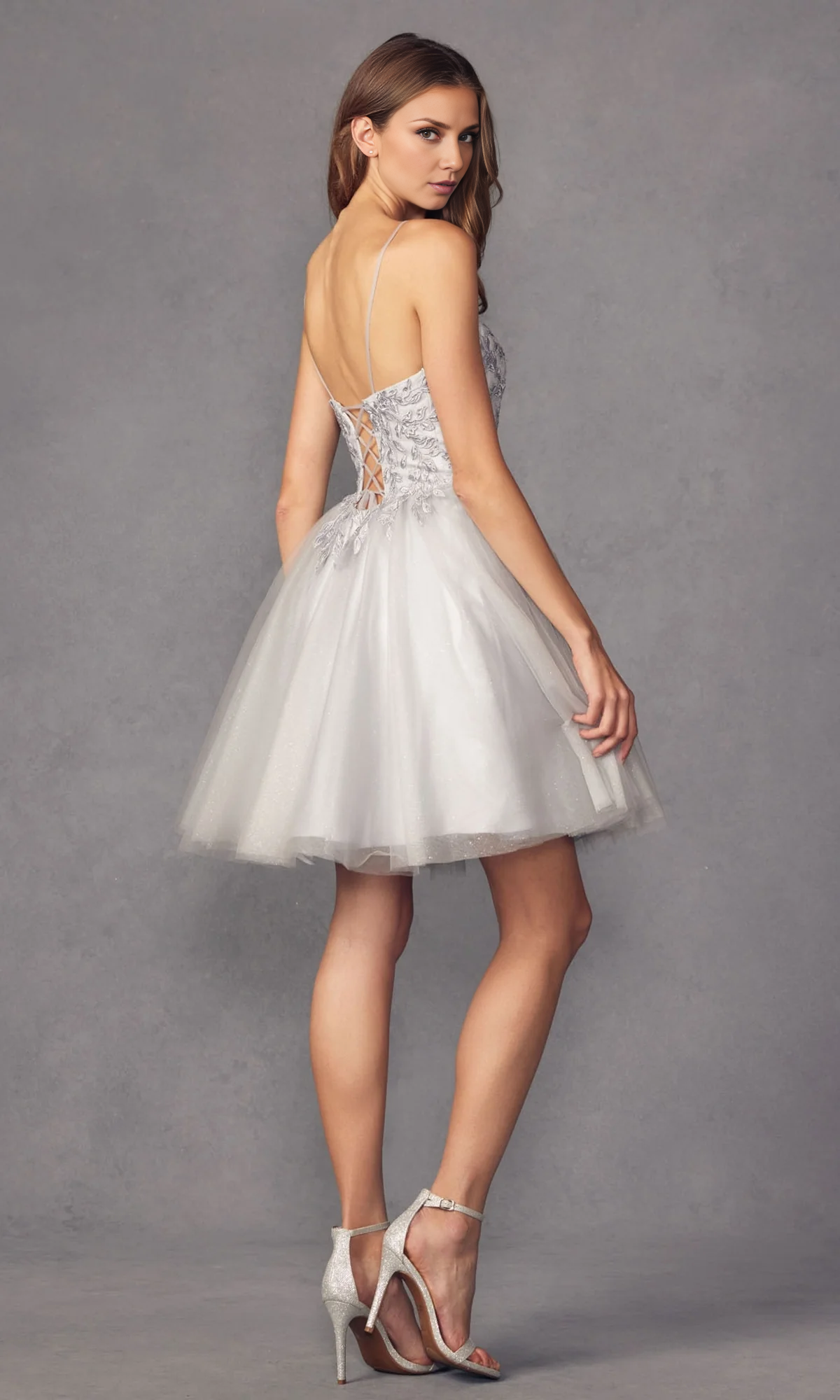 OKBBN Embroidered Tight corset Doll Skirt Homecoming Dress