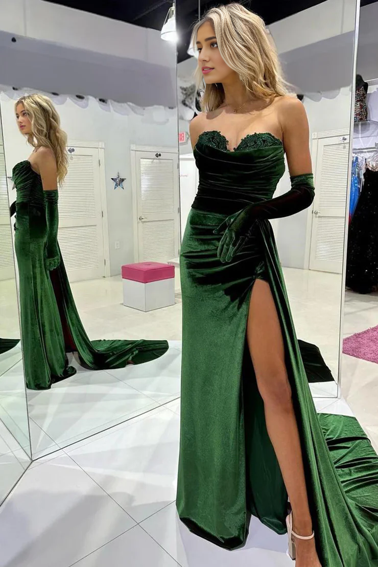 OKBBN Mermaid Sweetheart Velvet Long Ball Dress