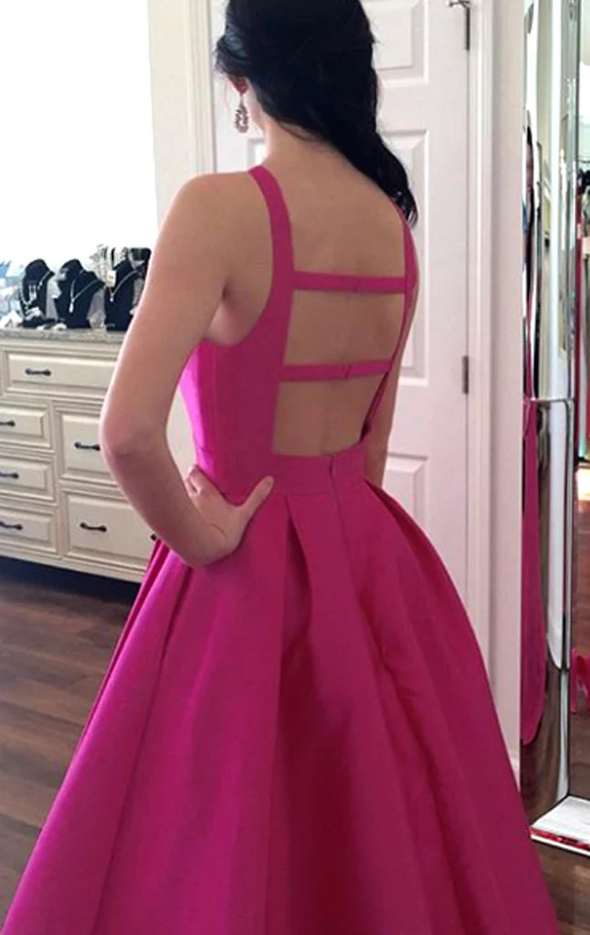 OKBBN backless satin formal ball dress