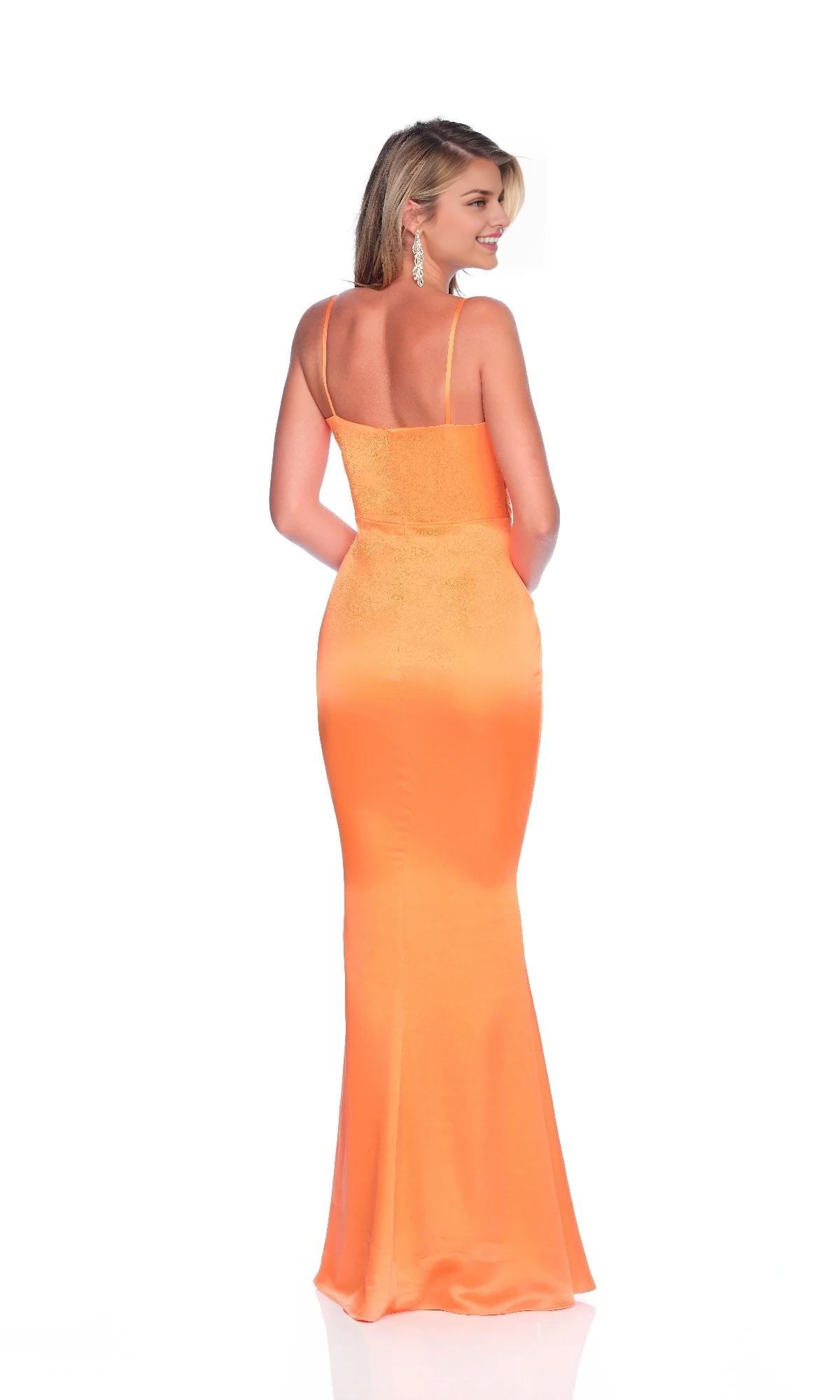 OKBBN slim fit long pleated high slit dance dress