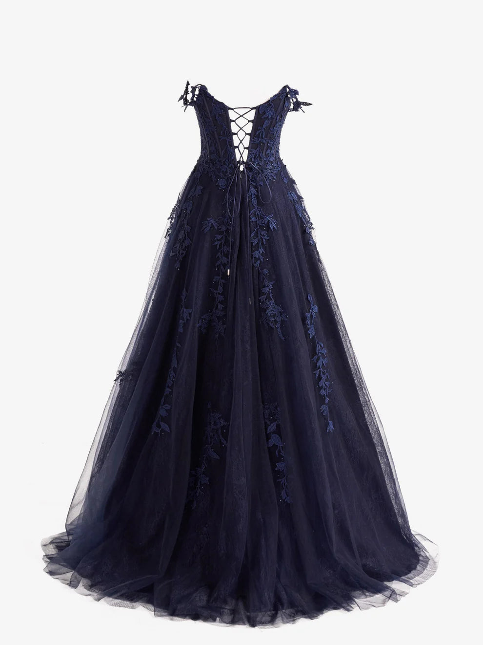 OKBBN A-line slit lace chiffon ball gown