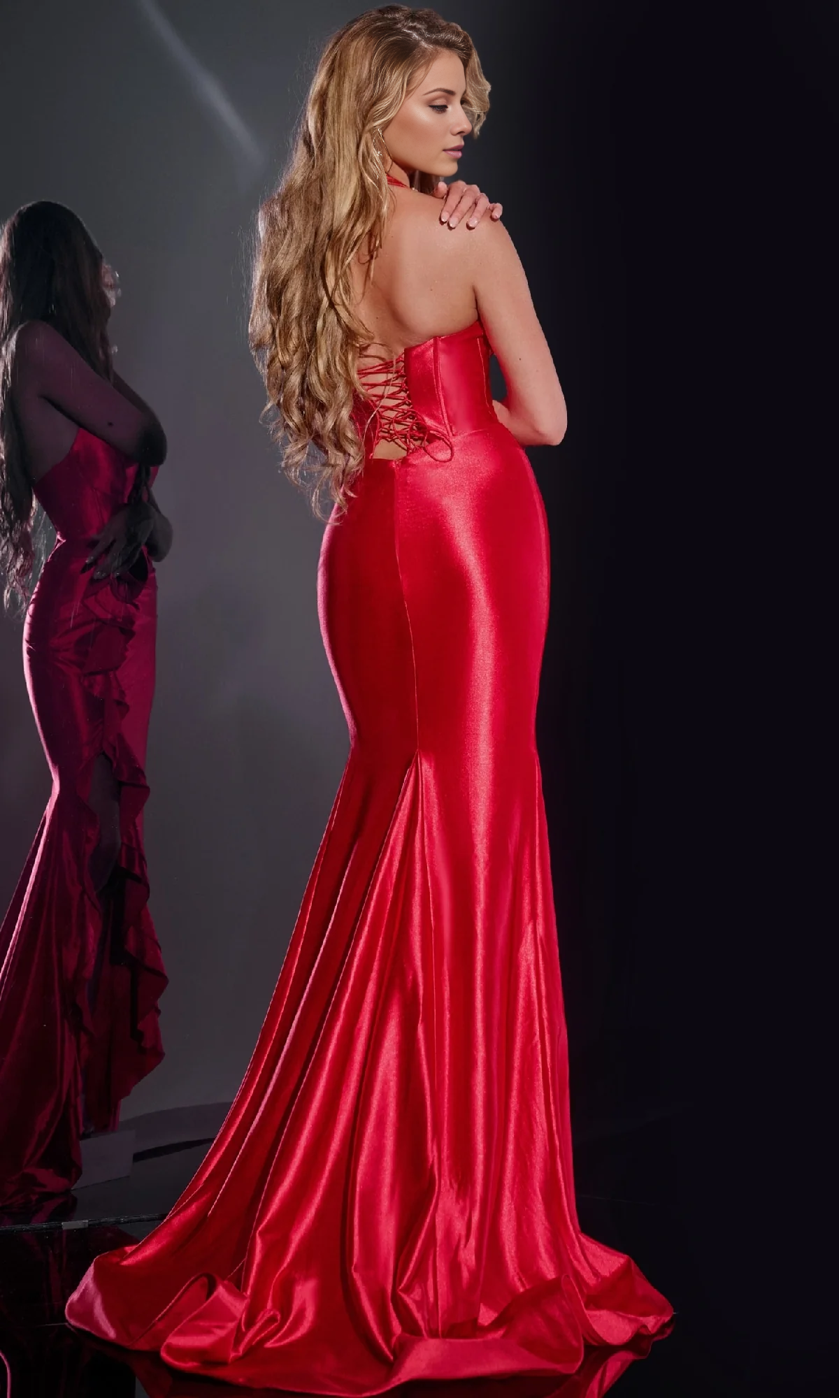 OKBBN Low cut Bareback Mermaid Back Strap Tight corset Ball Dress