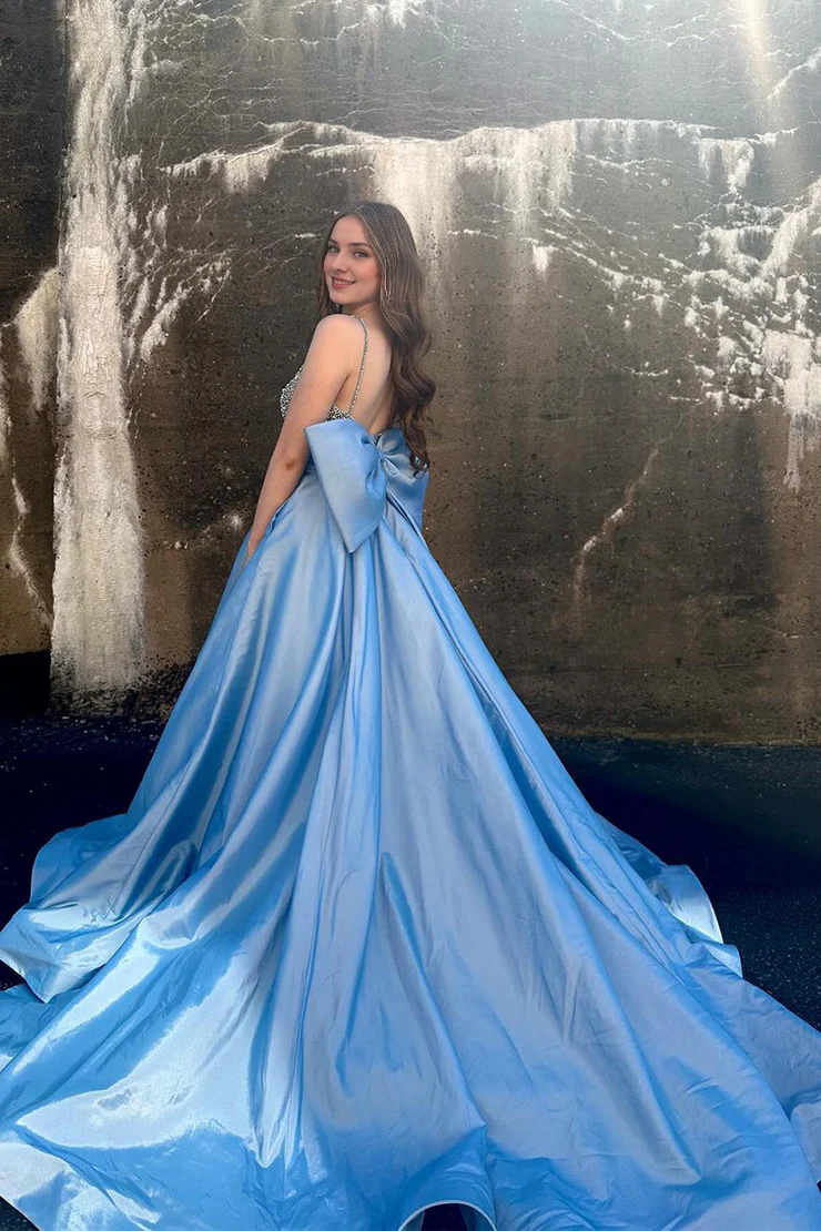 OKBBN Beautiful A-line Beaded Satin Ball Dress
