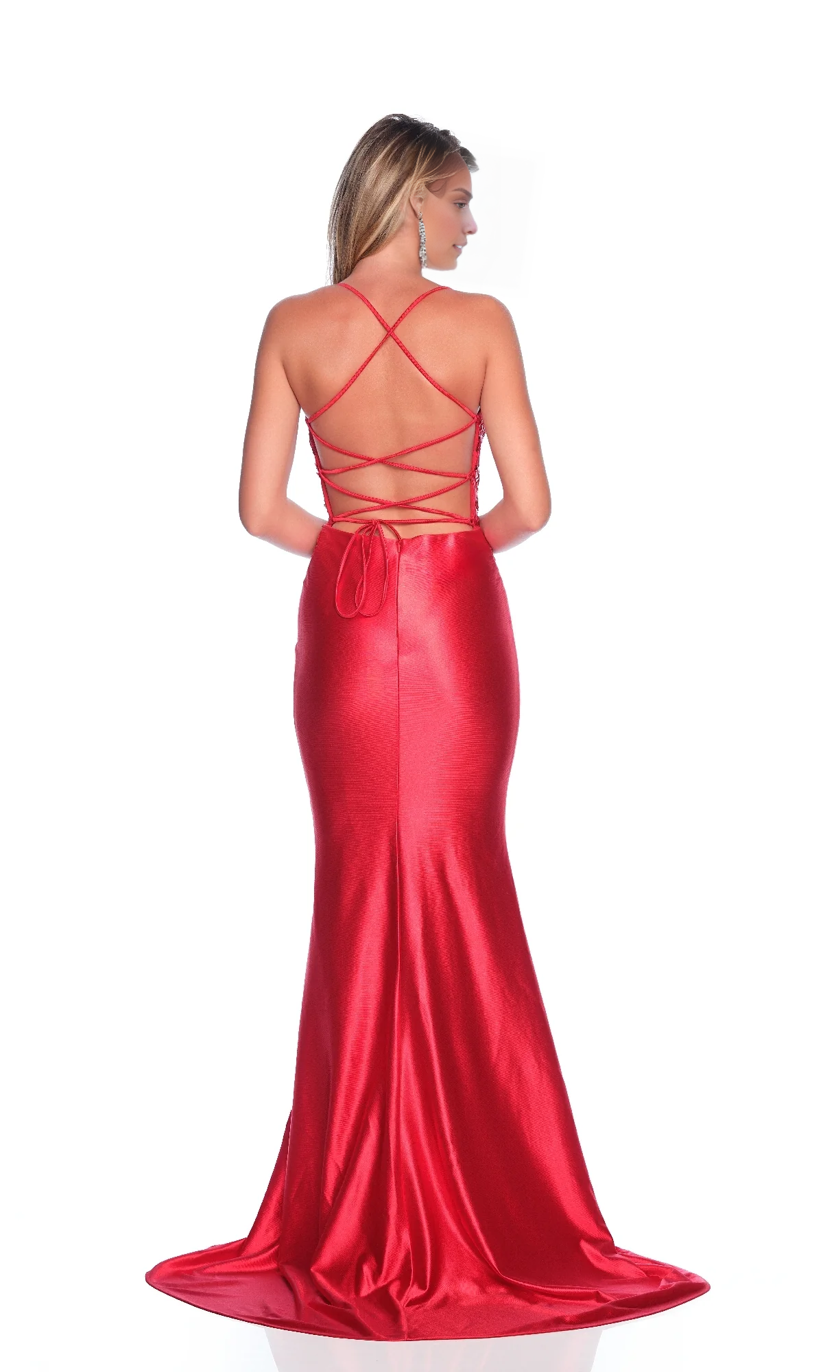 OKBBN sequin embroidered backless slit dance dress