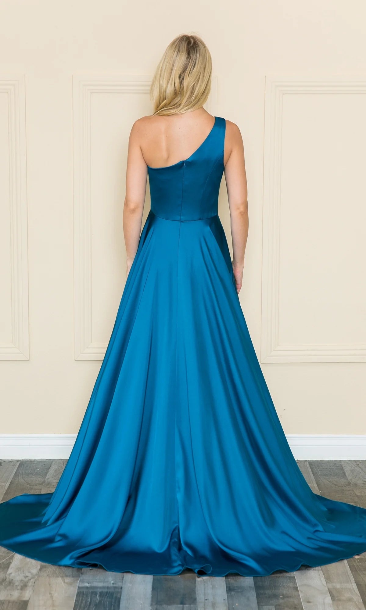 OKBBN's charming one shoulder long ball gown with pockets