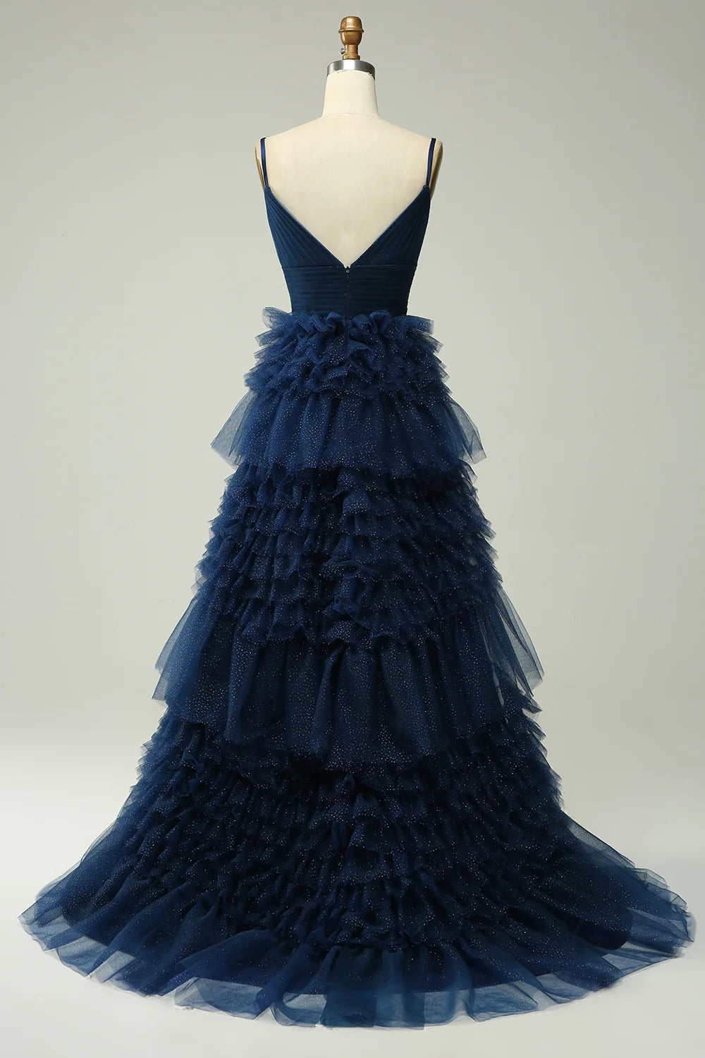 OKBBN Elegant Layered A-line Strap Evening Dress