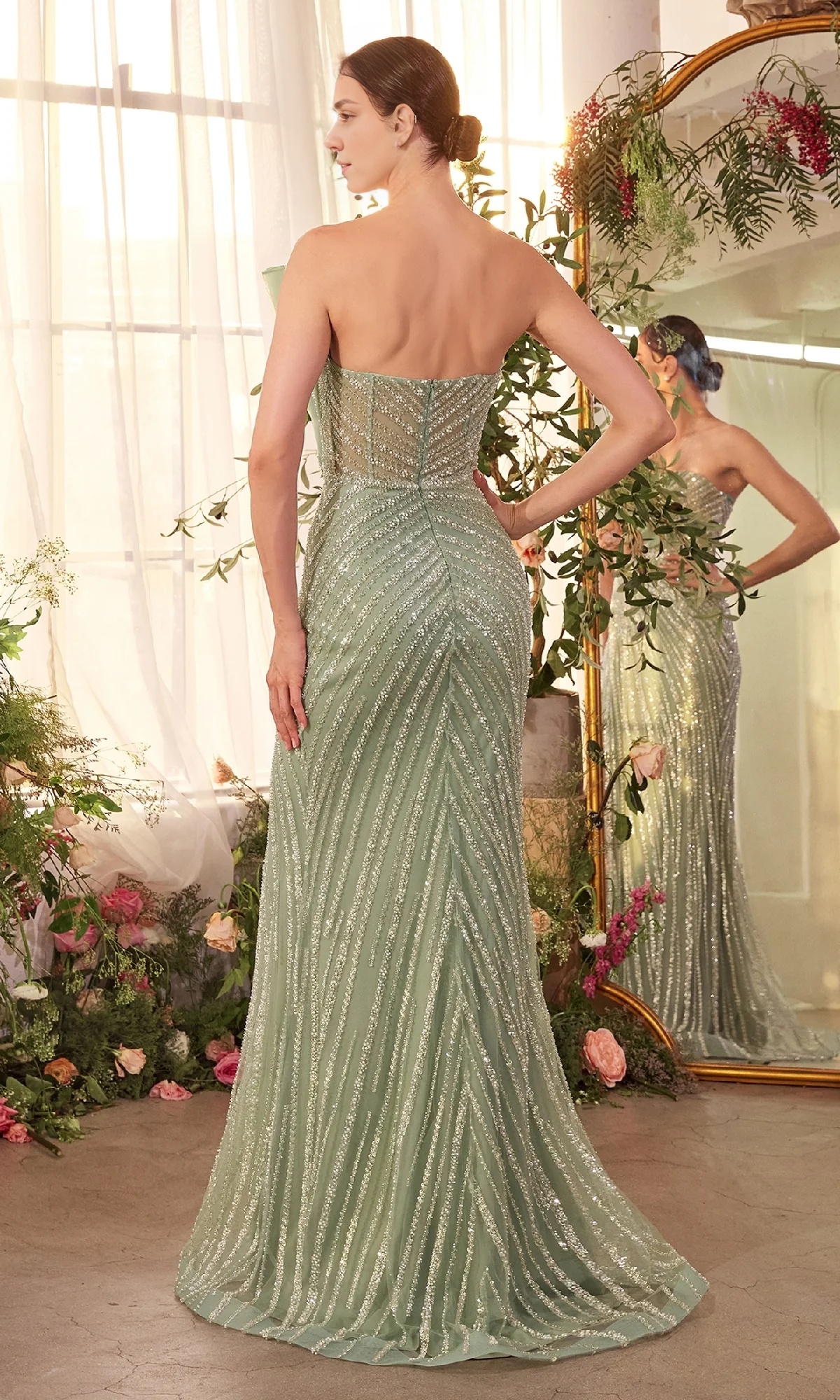 OKBBN off shoulder long asymmetrical fan-shaped pleated ball gown