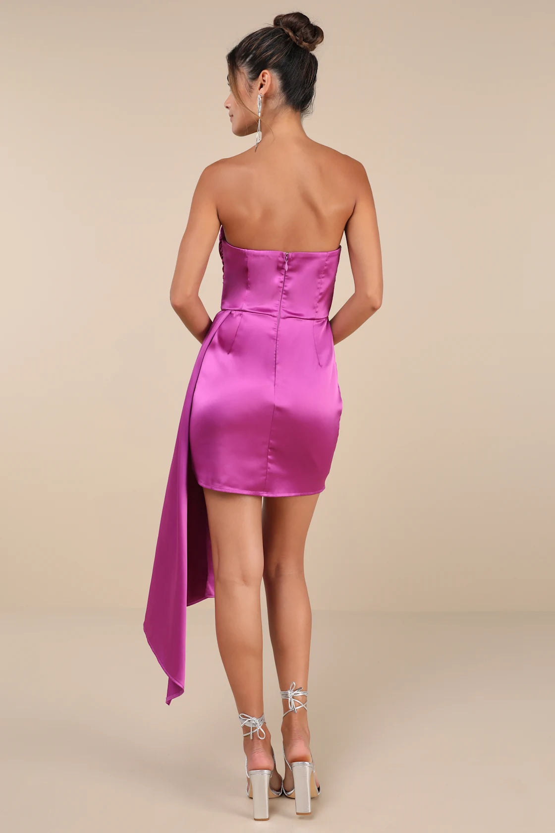 OKBBN satin pleated off shoulder mini strapless drape collar pleated tight corset Homecoming Dresses