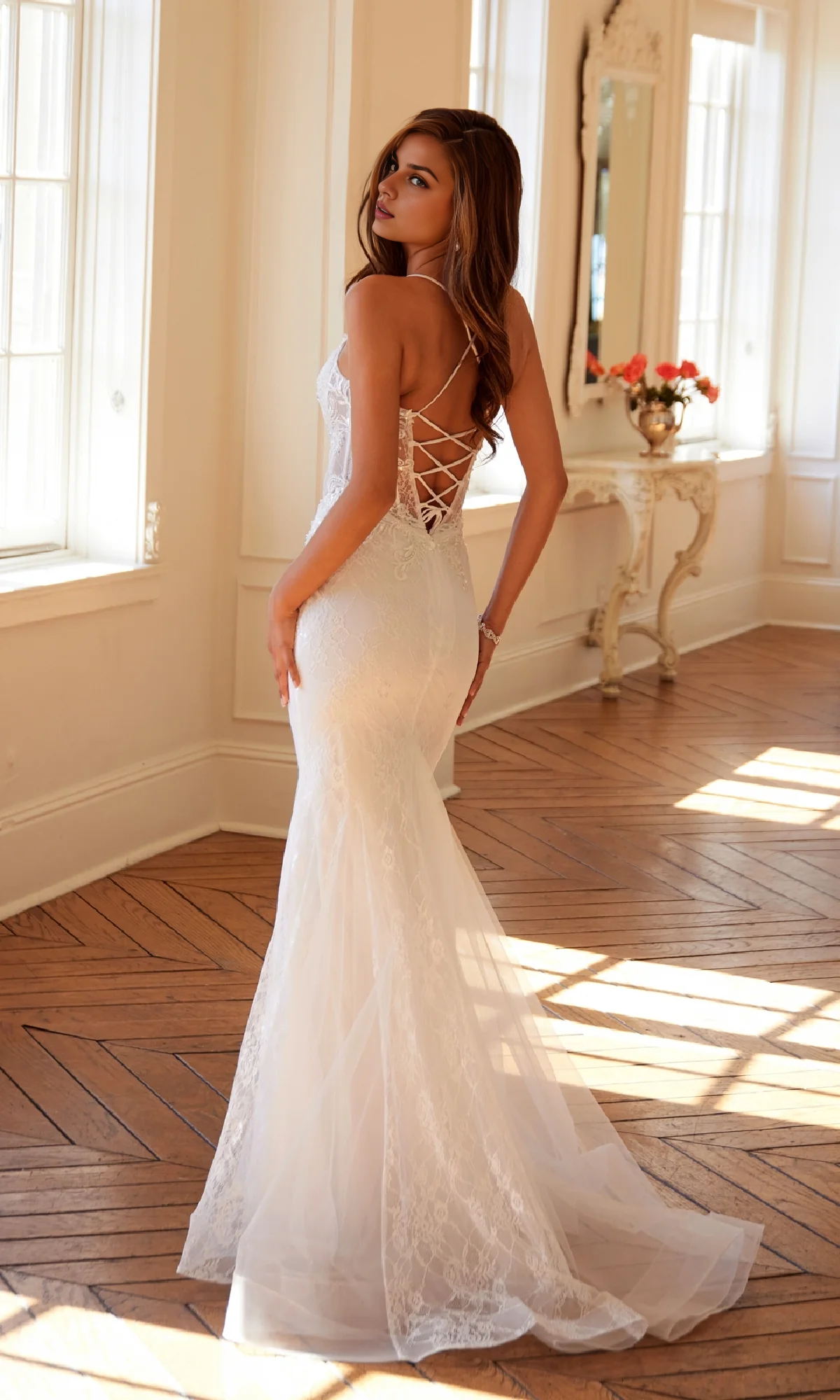 OKBBN's charming slim shoulder mermaid long ball dress