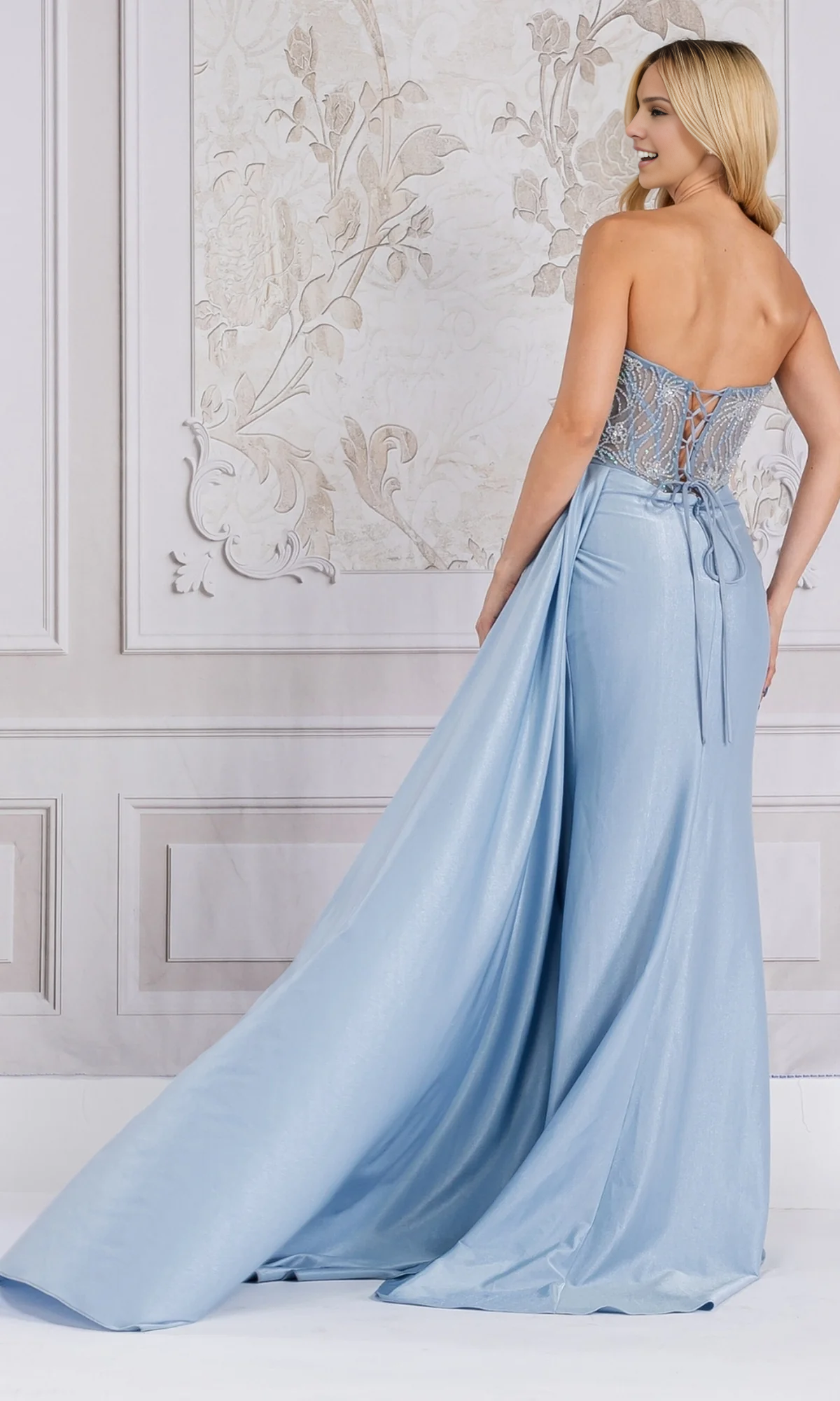 OKBBN Elegant Side Hanging Off Shoulder Long Ball Dress