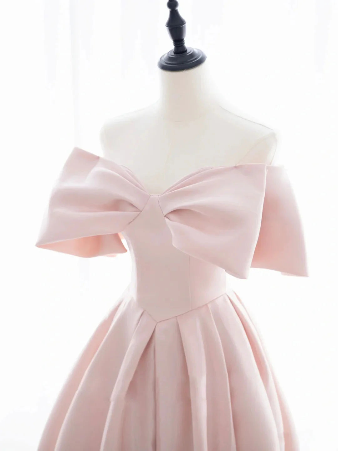 Simple pink satin long prom dress pink A line prom dress