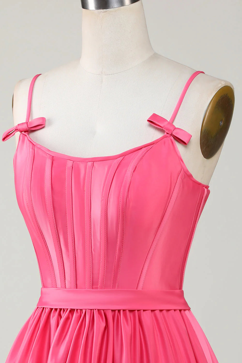 Fuchsia A Line Spaghetti Straps Corset Ruffle Homecoming Dress