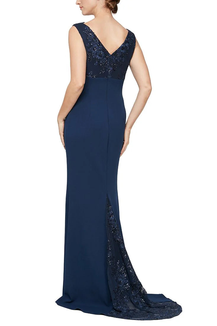 V-Neck Sleeveless Back Zipper Long Gown Mother of the Bride Dresses