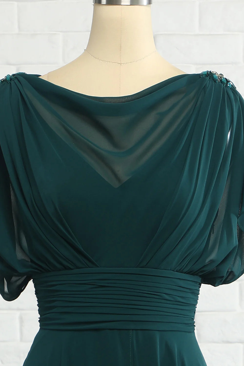 Elegant green high-end chiffon wedding mother dress