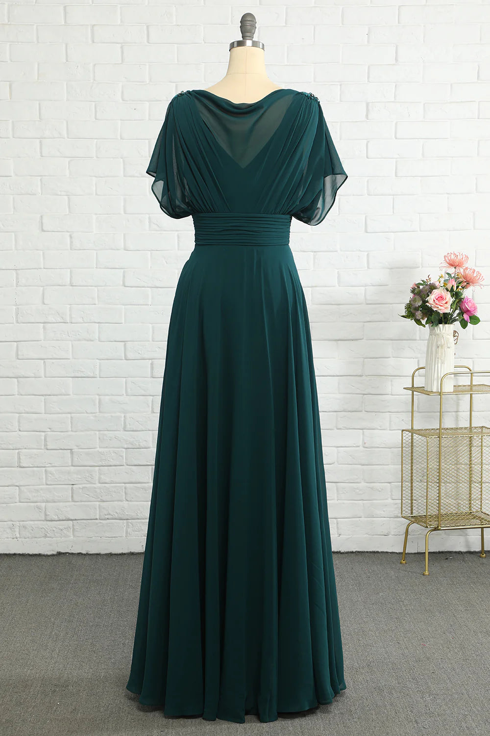 Elegant green high-end chiffon wedding mother dress