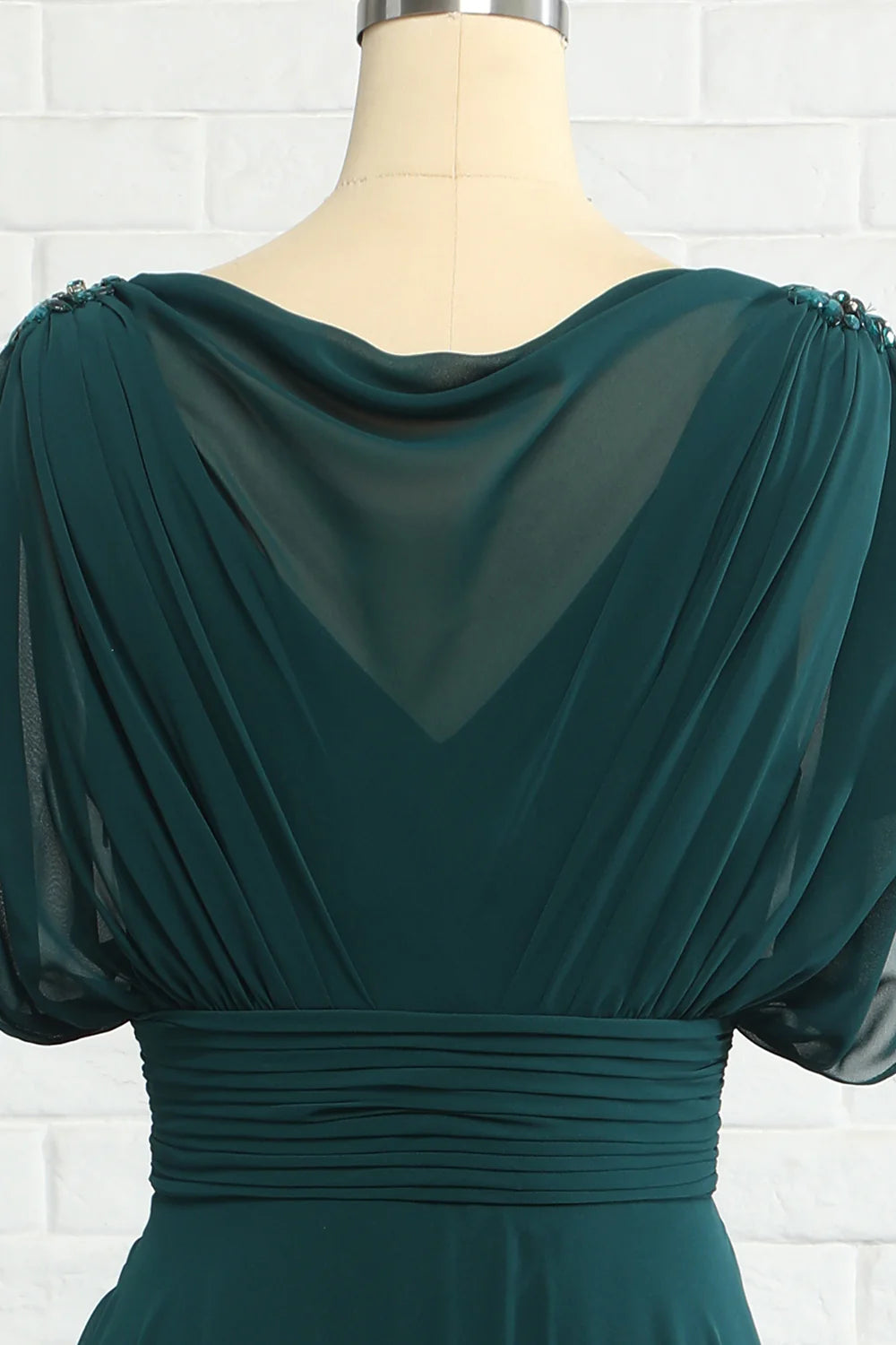 Elegant green high-end chiffon wedding mother dress