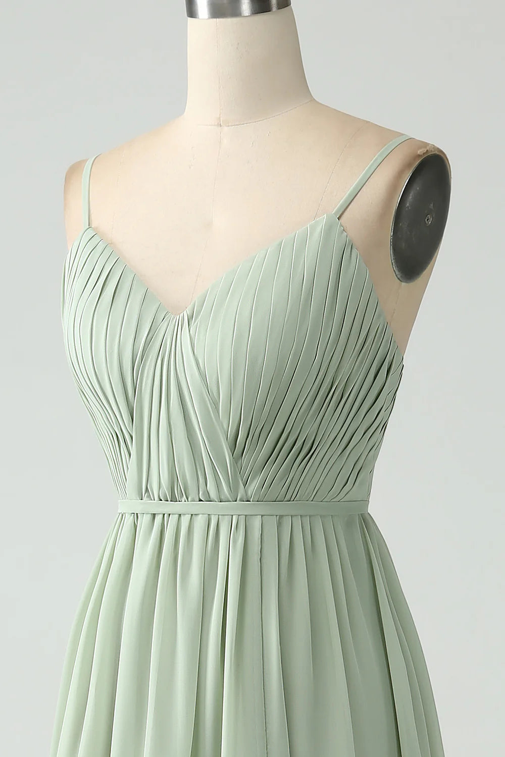 A Line Spaghetti Straps Pleated Maternity Bridesmaid Dress With Slit