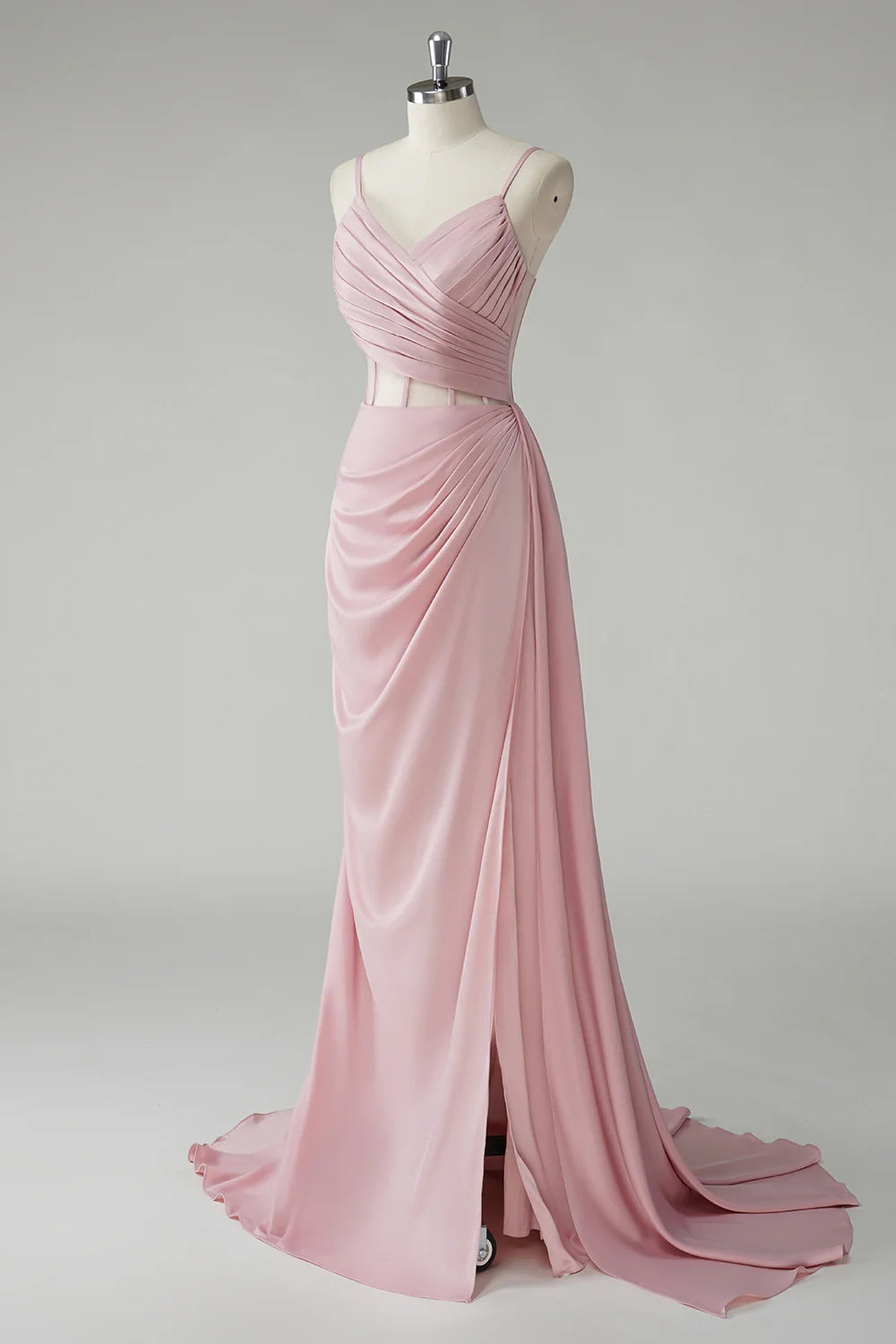 OKBBN mermaid slim shoulder straps, side straps, pleated tight corset, long evening gown
