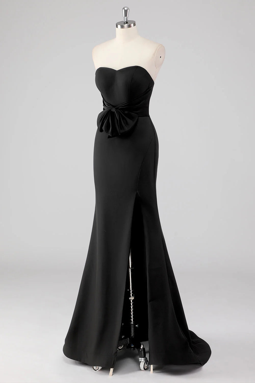 OKBBN elegant mermaid off shoulder bow detail slit evening gown