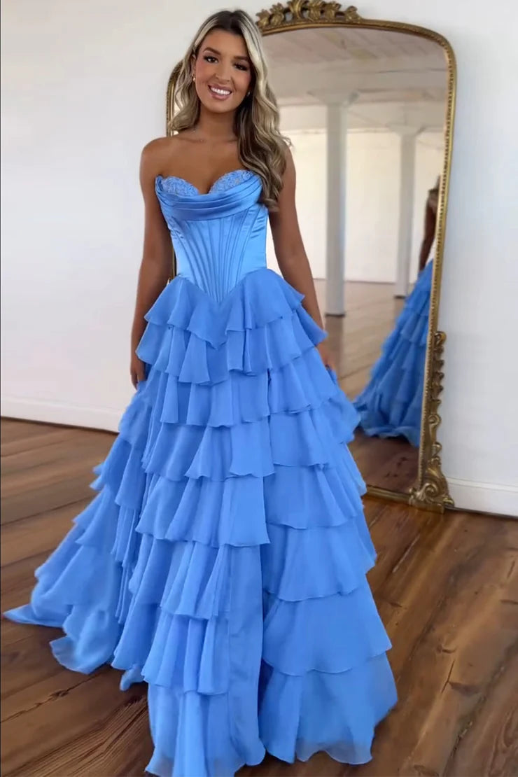 OKBBN A-line Layered Long Ball Dress