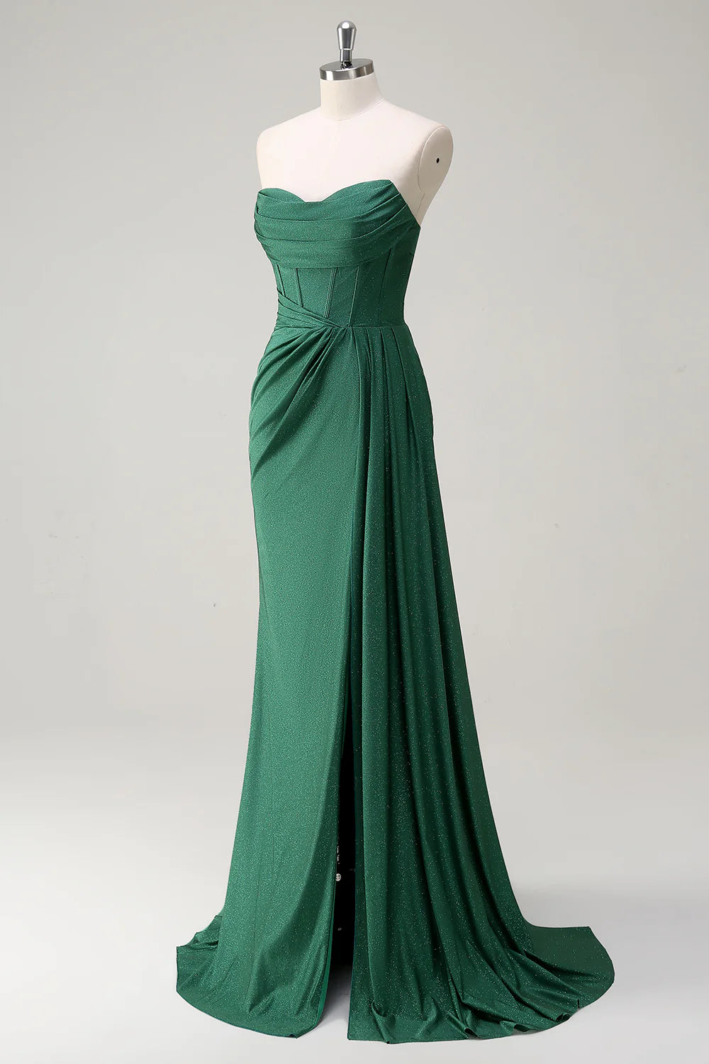 OKBBN mermaid off shoulder pleated tight corset long evening gown