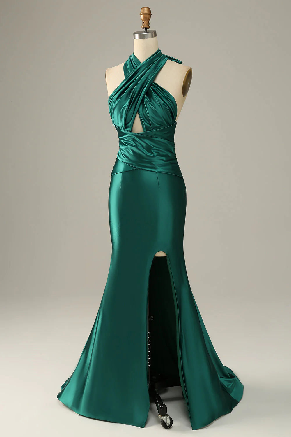 OKBBN backless lace up slit mermaid party dress