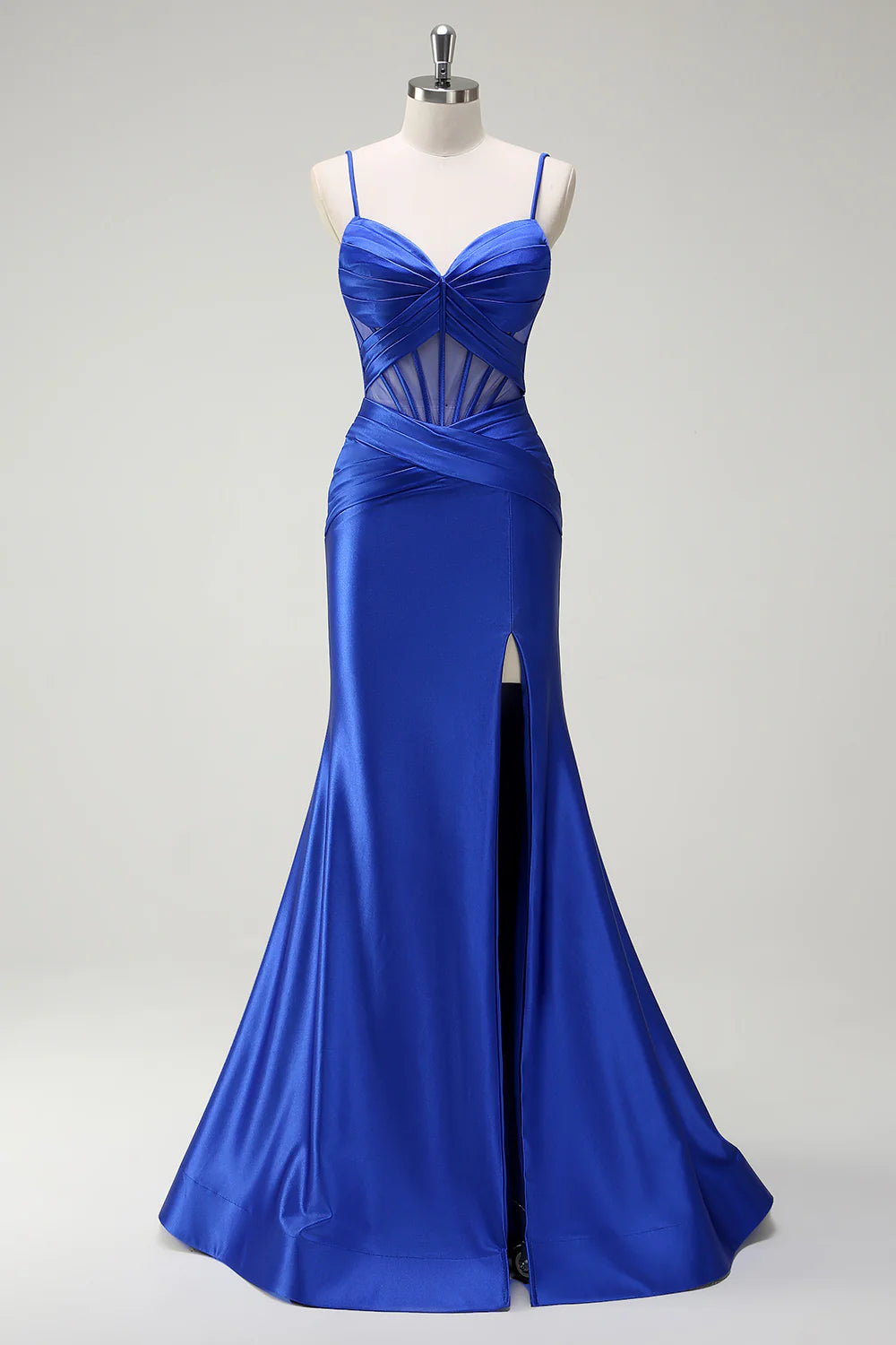 OKBBN mermaid slim shoulder strap long satin sleeveless evening gown