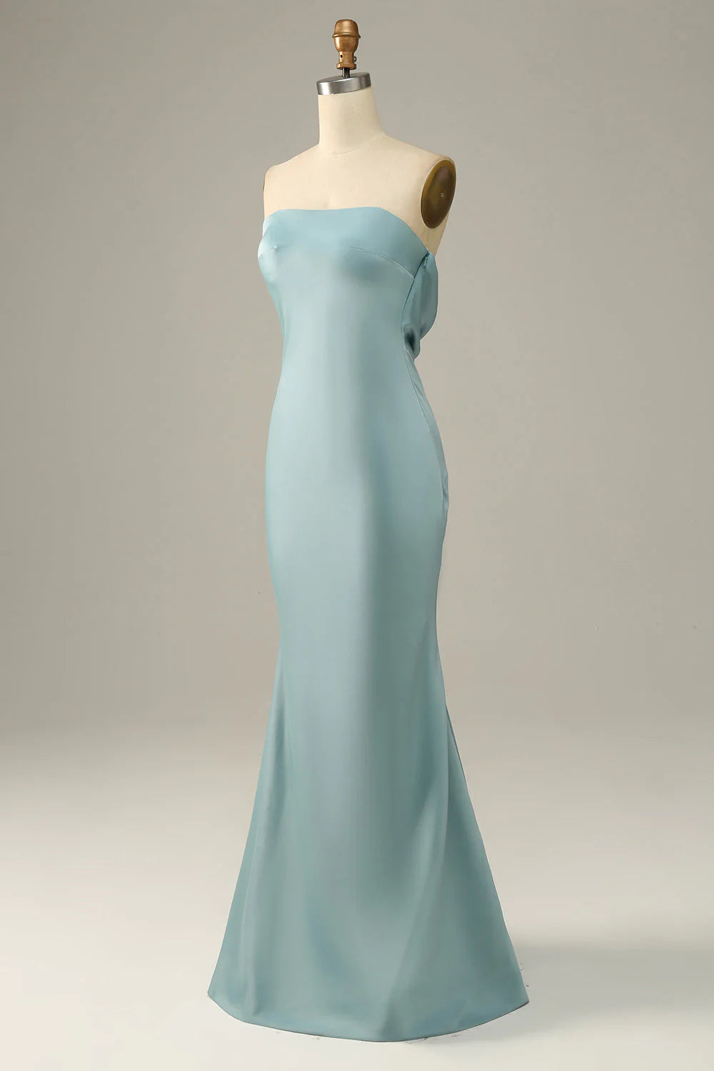OKBBN Mermaid Satin Sleeveless Off Shoulder Evening Dress