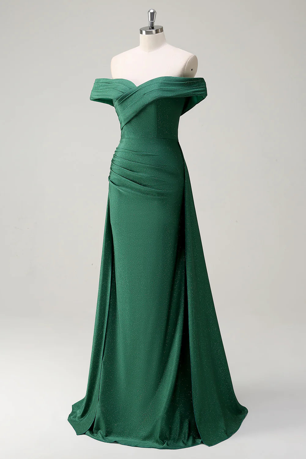 OKBBN off shoulder strapless pleated long evening gown