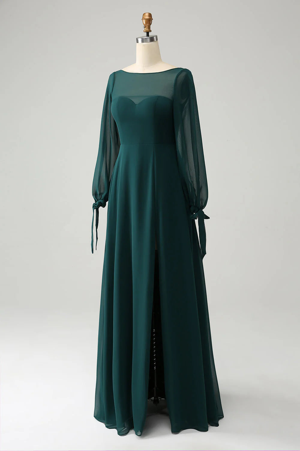 OKBBN A-line slit chiffon bridal mother dress