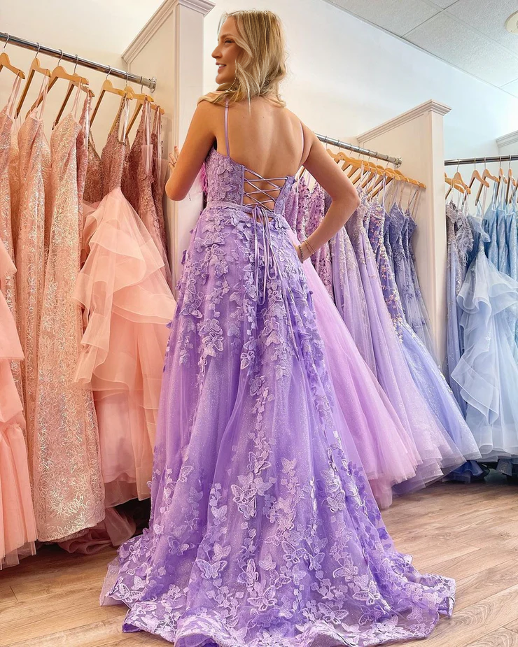OKBBN Charming A-Shape Sweetheart Lace Long Ball Dress