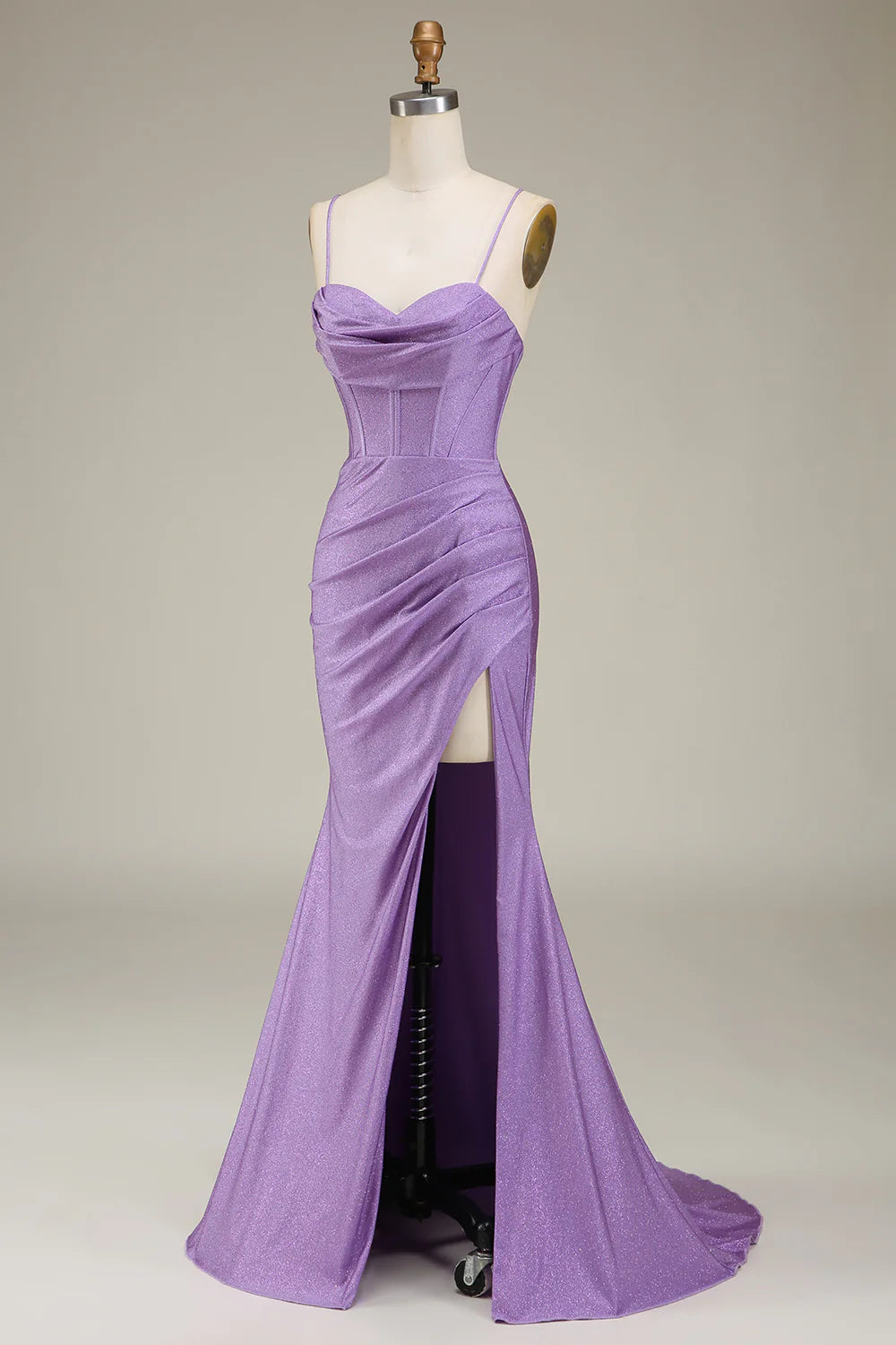 OKBBN mermaid slim shoulder strap satin tight corset slit evening gown