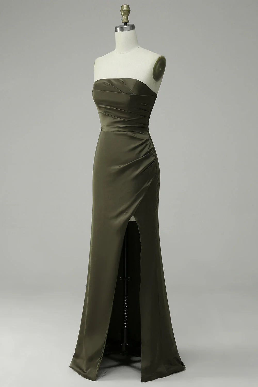 OKBBN off shoulder slit satin evening gown