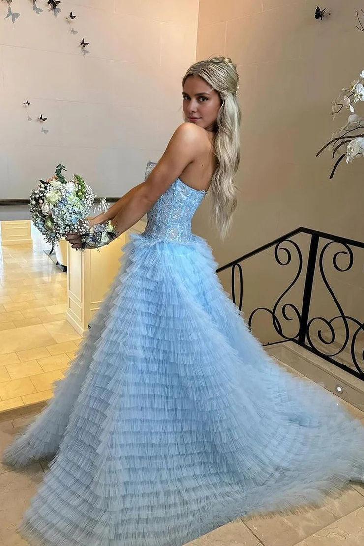 OKBBN Gorgeous A-line Sweetheart Ruffle Layered Chiffon Ball Dress