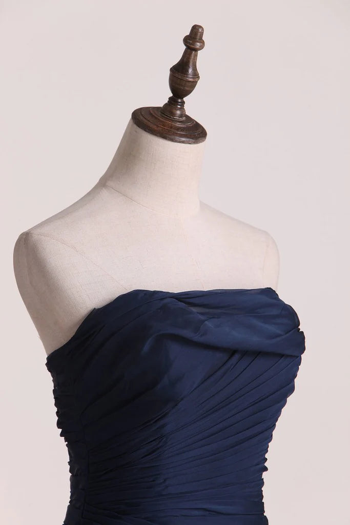 OKBBN A-line elegant chiffon ruffle side length evening gown