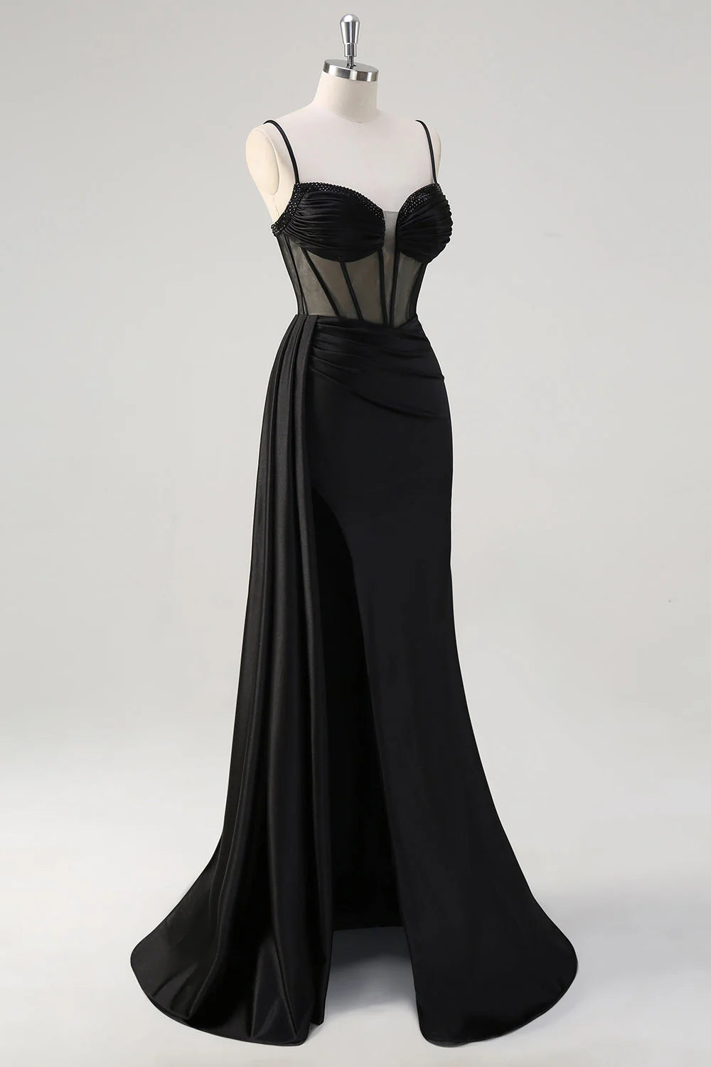OKBBN mermaid Huatuo trailing pleated bead transparent tight corset evening gown