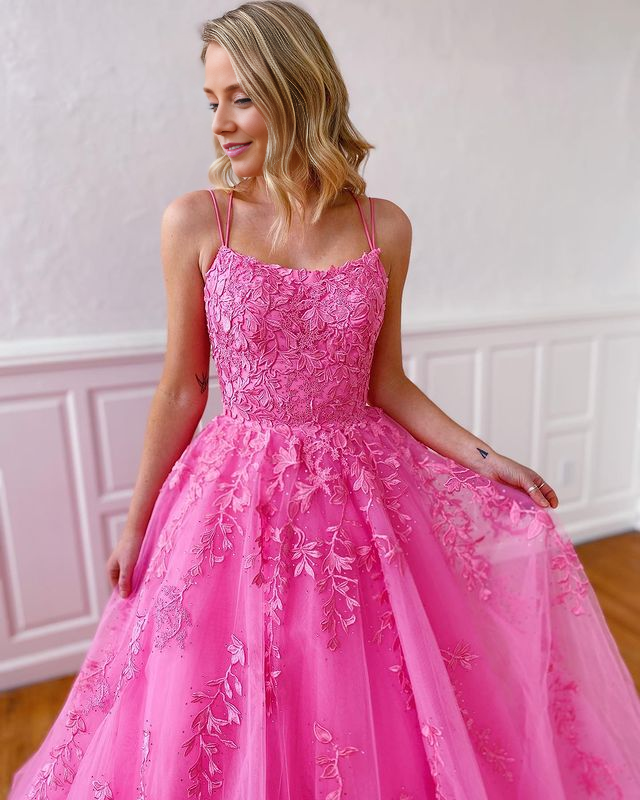 OKBBN Sweet Ball Dress Round Neck Decal Tulle Ball Dress
