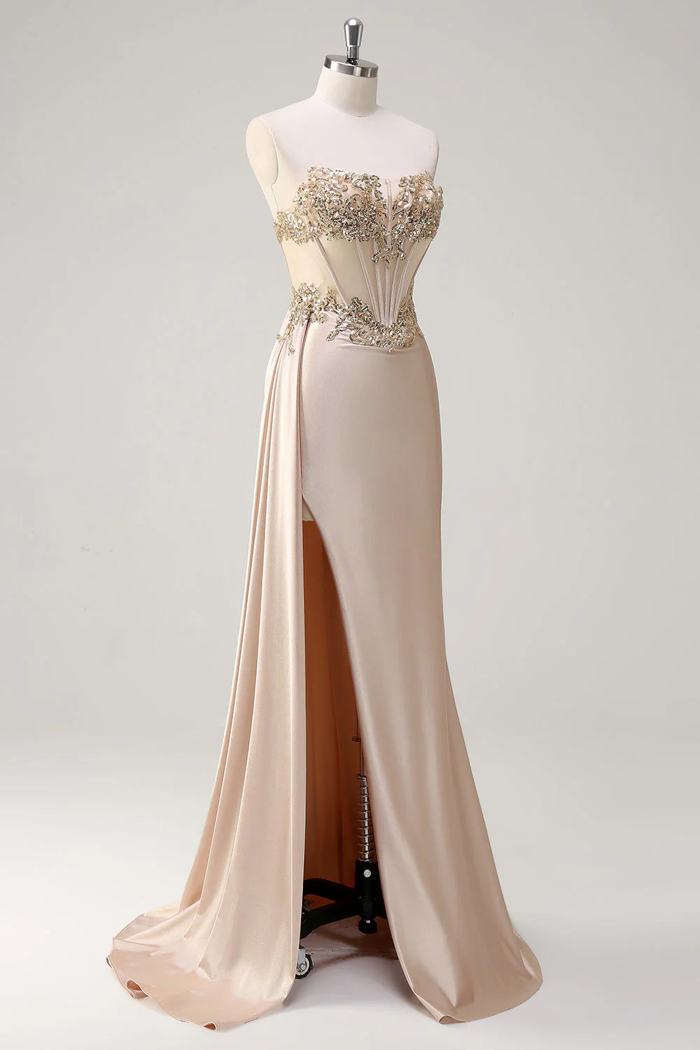 OKBBN Elegant Mermaid Satin Long Evening Dress