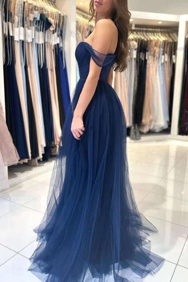 OKBBN charming long A-line off shoulder chiffon ball gown